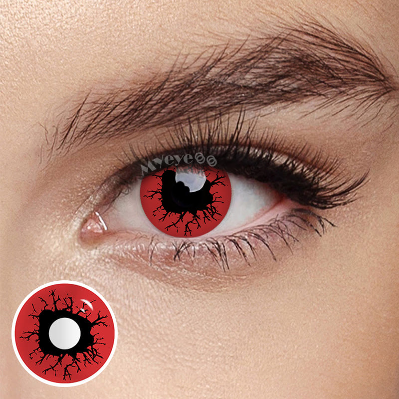 MYEYEBB Bloody Eye Red Prescription Cosplay Colored Contact Lenses  - Bloody Eye Red - -8.00 - RY352_RD - image 1