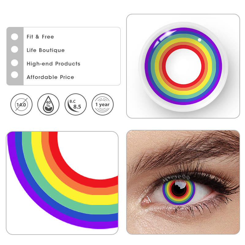 MYEYEBB Circle Rainbow Prescription Cosplay Colored Contact Lenses - image 11