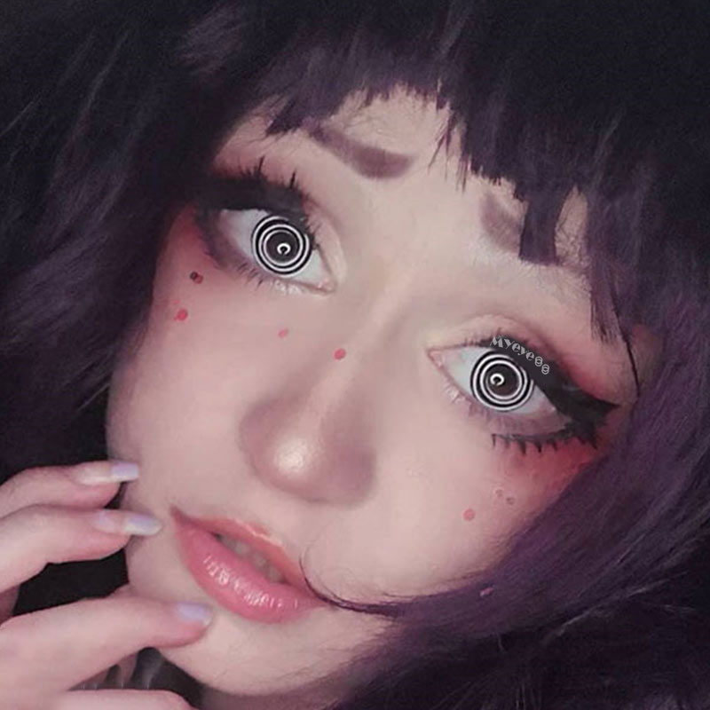 MYEYEBB Black White Spiral Prescription Cosplay Colored Contact Lenses - image 12