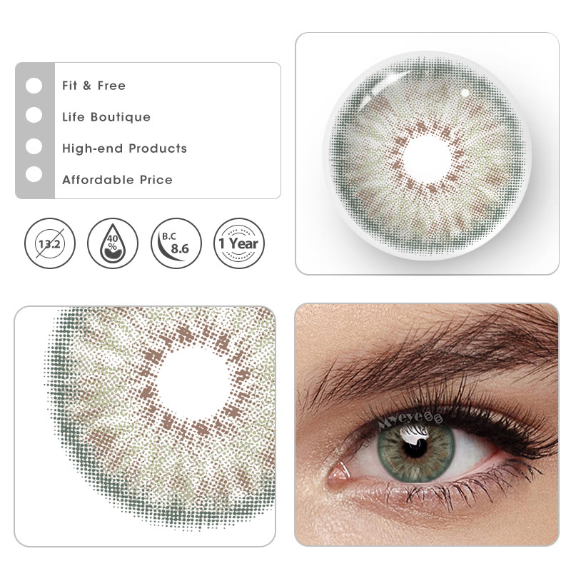 MYEYEBB Petite Iris Olive Green Prescription Colored Contact Lenses - image 5