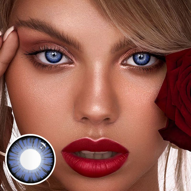 MYEYEBB Miracle Times Deep Blue Prescription Cosplay Colored Contact Lenses - Miracle Times Deep Blue - -8.00 - RY139_Deep BU - image 1