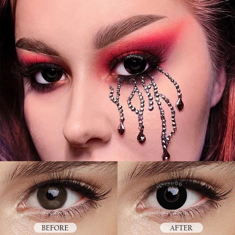 MYEYEBB Black Block Prescription Cosplay Colored Contact Lenses - image 19