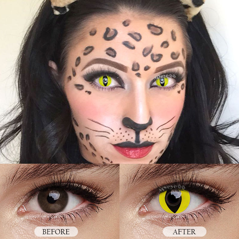 MYEYEBB Yellow Cat Eyes Prescription Cosplay Colored Contact Lenses - image 11