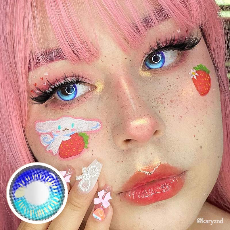 MYEYEBB Anime Tear Blue Prescription Cosplay Colored Contact Lenses - image 4