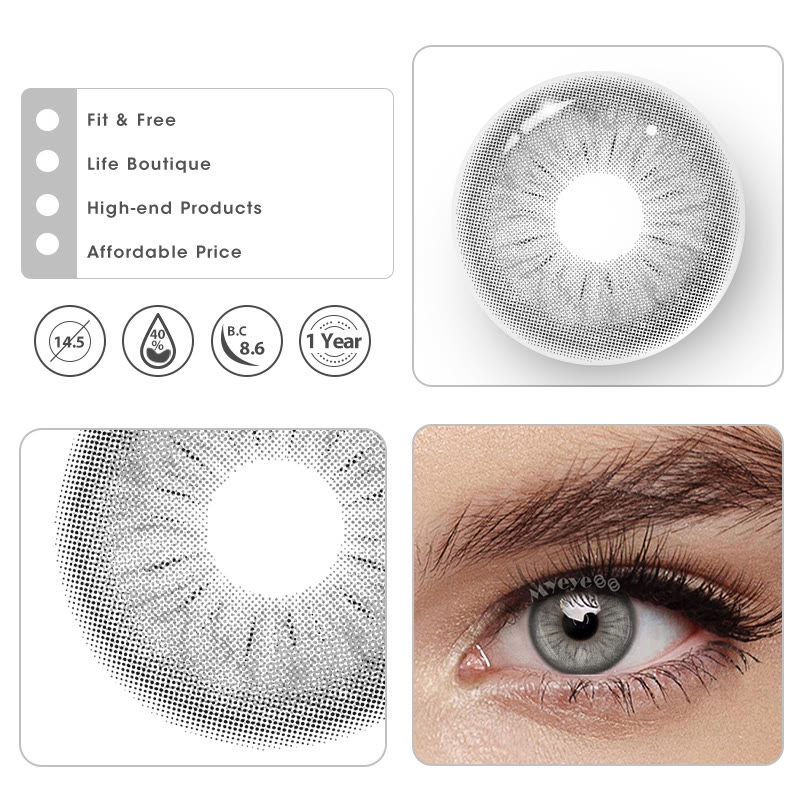 MYEYEBB Glacier Ash Grey Prescrition Colored Contact Lenses - image 6