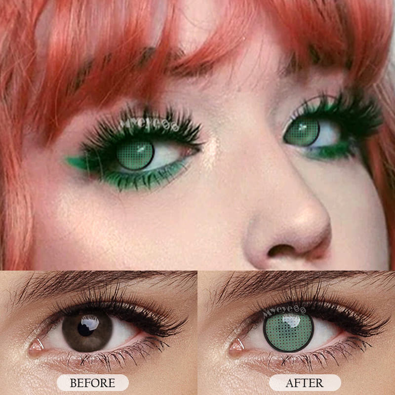 MYEYEBB Blind Mesh Green Prescription Cosplay Colored Contact Lenses  - image 7