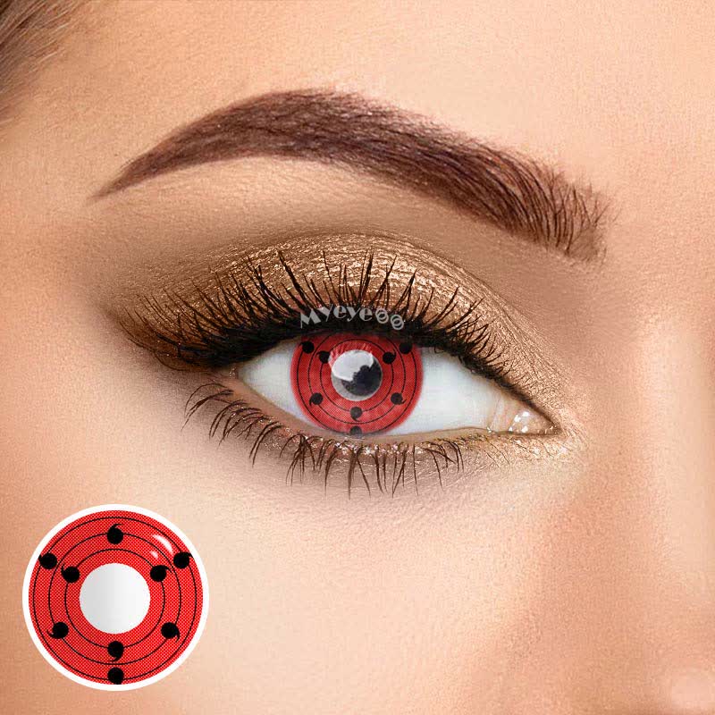 MYEYEBB Rinne Sharingan Red Prescription Cosplay Colored Contact Lenses - Rinne Sharingan Red - -8.00 - RY38_RD - image 1