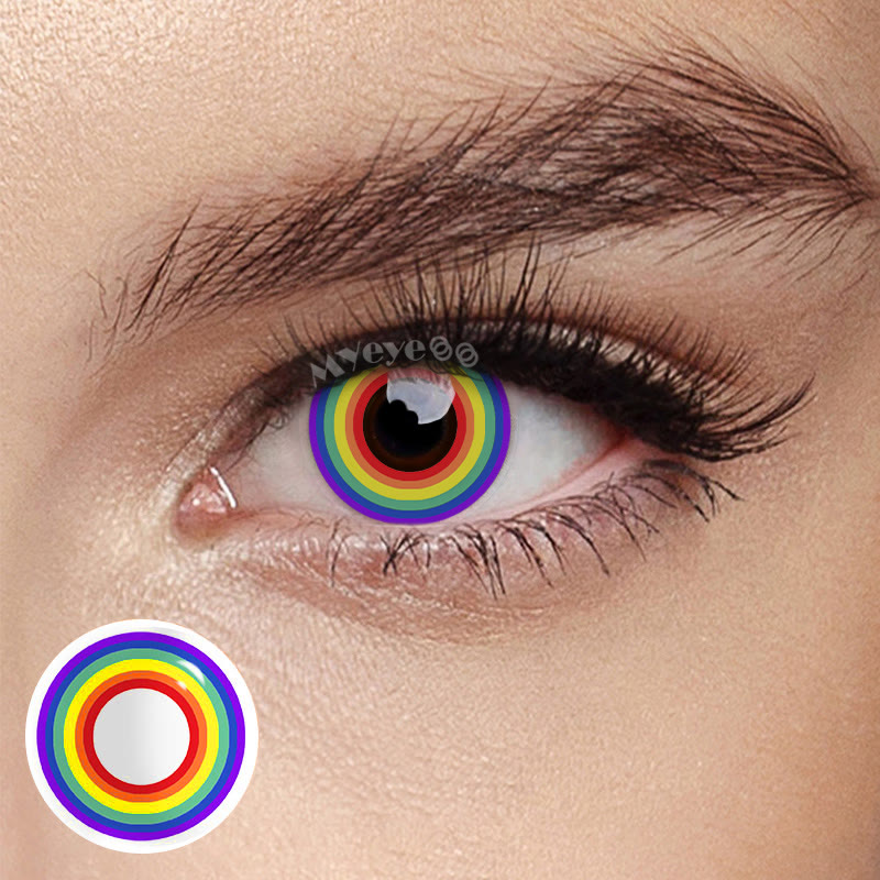 MYEYEBB Circle Rainbow Prescription Cosplay Colored Contact Lenses - Circle Rainbow - -8.00 - RY324 - image 2