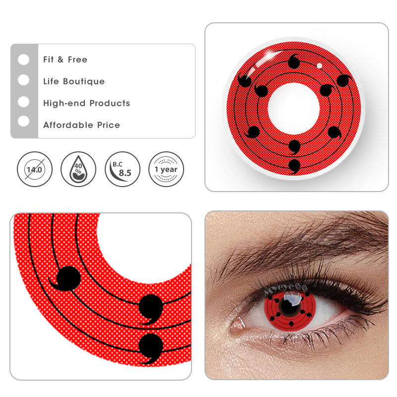 MYEYEBB Rinne Sharingan Red Prescription Cosplay Colored Contact Lenses - image 7