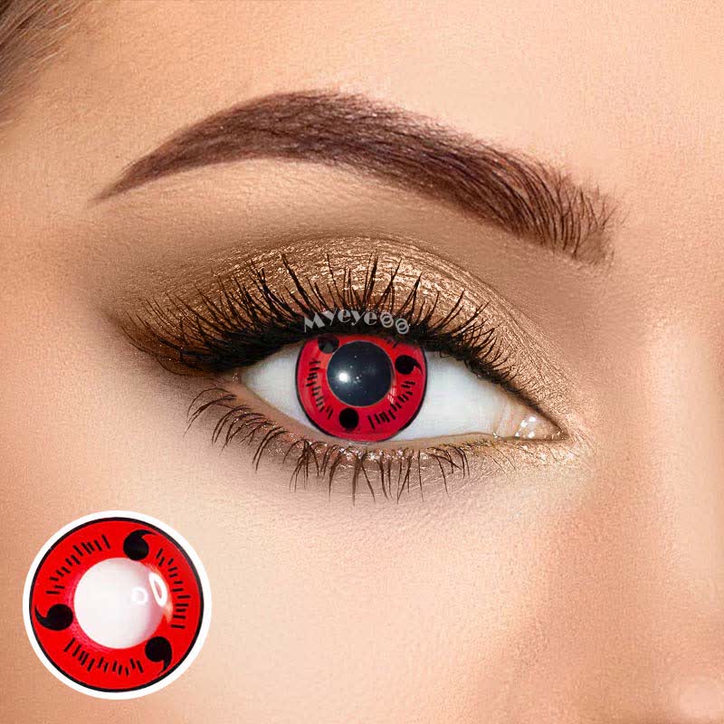 MYEYEBB Sharingan Magatama Red Prescription Cosplay Colored Contact Lenses - Sharingan Magatama Red - -8.00 - RY37_RD - image 1
