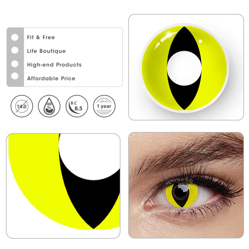 MYEYEBB Yellow Cat Eyes Prescription Cosplay Colored Contact Lenses - image 12