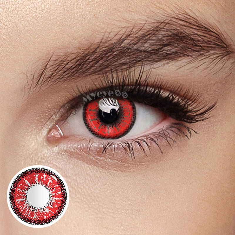 MYEYEBB Red Prescription Cosplay Colored Contact Lenses - image 2