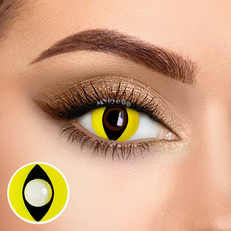 MYEYEBB Yellow Cat Eyes Prescription Cosplay Colored Contact Lenses - image 5
