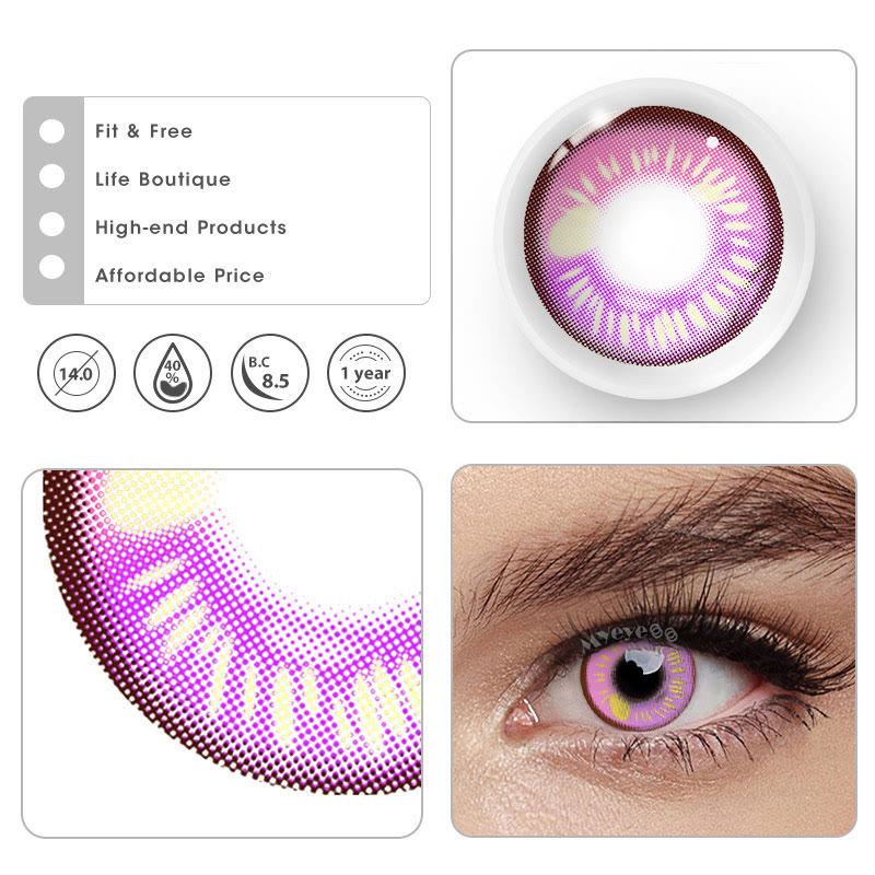 MYEYEBB Anime Tear Pink Prescription Cosplay Colored Contact Lenses - image 6