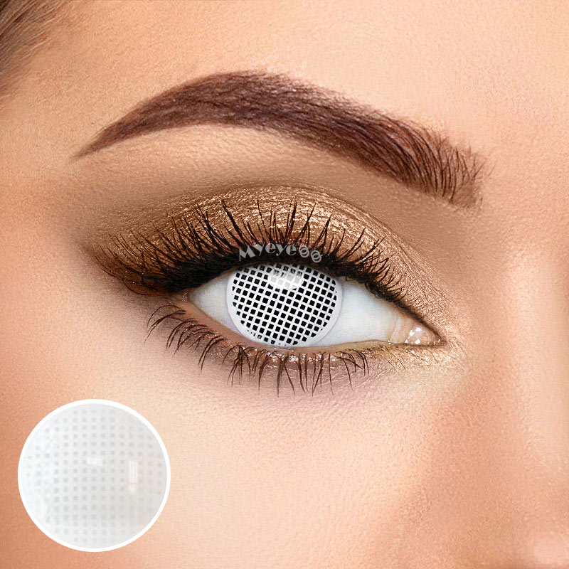 MYEYEBB Blind White Mesh Cosplay Colored Contact Lenses - White Mesh - 0.00 - D48-W/RY98 - image 1