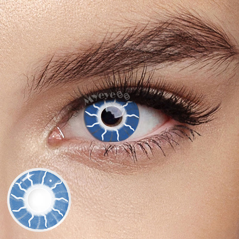 MYEYEBB Flash Blue Prescription Cosplay Colored Contact Lenses  - Flash Blue - -8.00 - RY346 - image 1