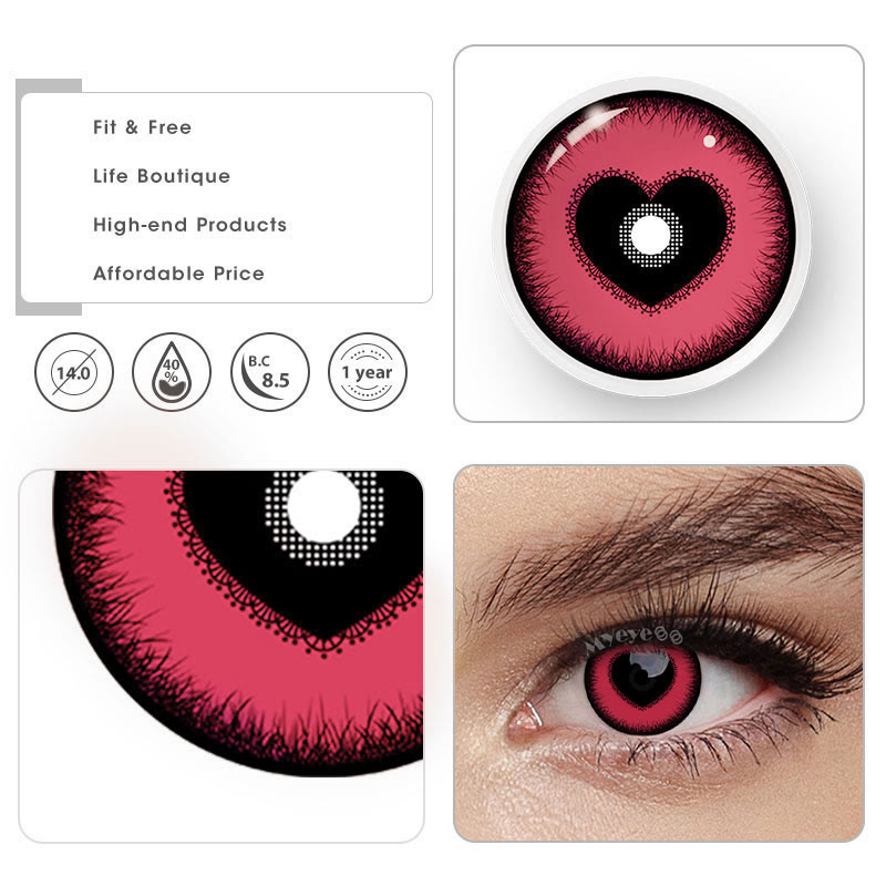 MYEYEBB Blind Anime Yandere Pink Prescription Cosplay Colored Contact Lenses  - image 7