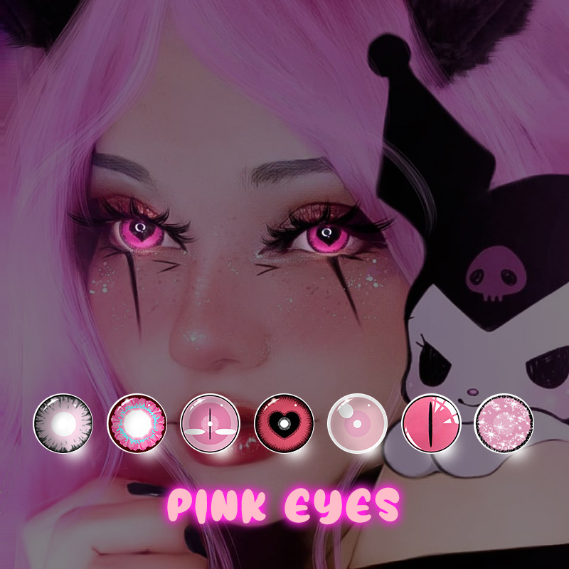 MYEYEBB Pink Eyes Prescription Cosplay Colored Contact Lenses - image 1
