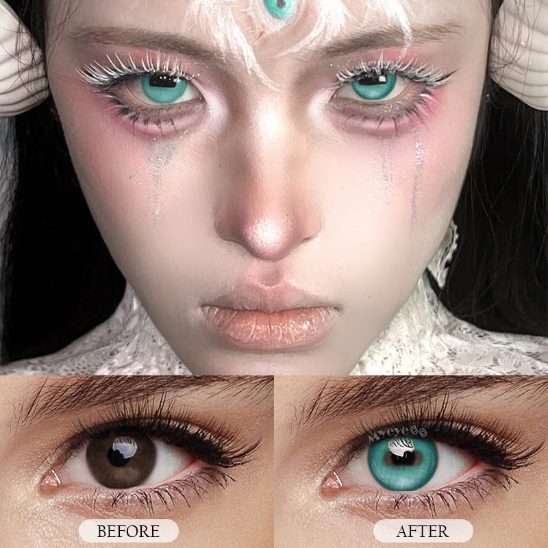 MYEYEBB Goat Eye Blue Green Cosplay Colored Contact Lenses | 1 Day-4 Pcs - image 5