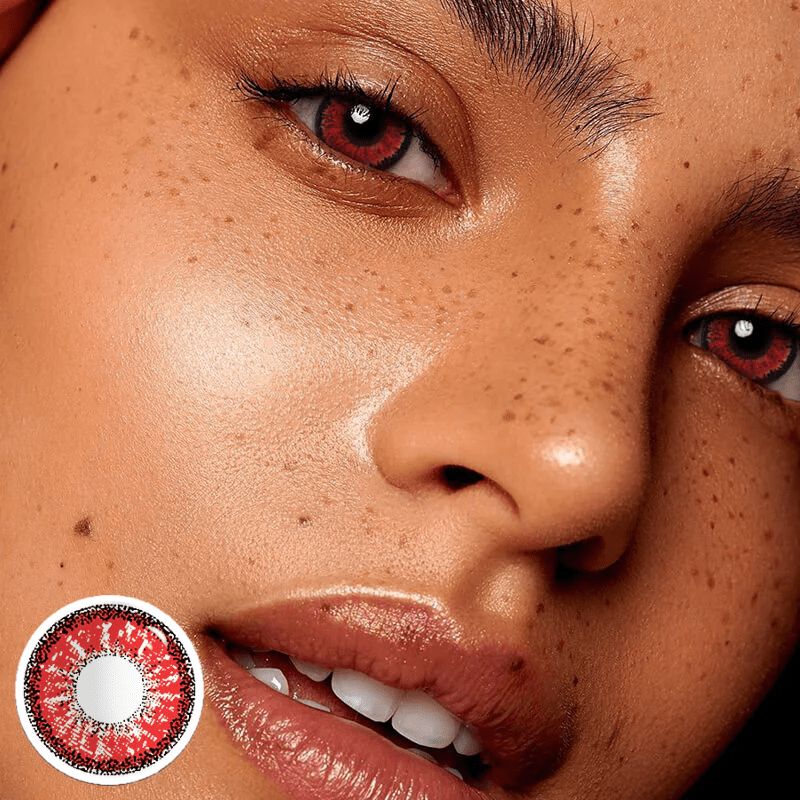 MYEYEBB Red Prescription Cosplay Colored Contact Lenses - Red - -8.00 - RY11_RD - image 1