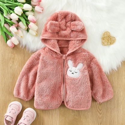 Toddlers' Boys and Girls Lightweight Water-Resistant Plush Hooded Coat for 1T 2T and 3T