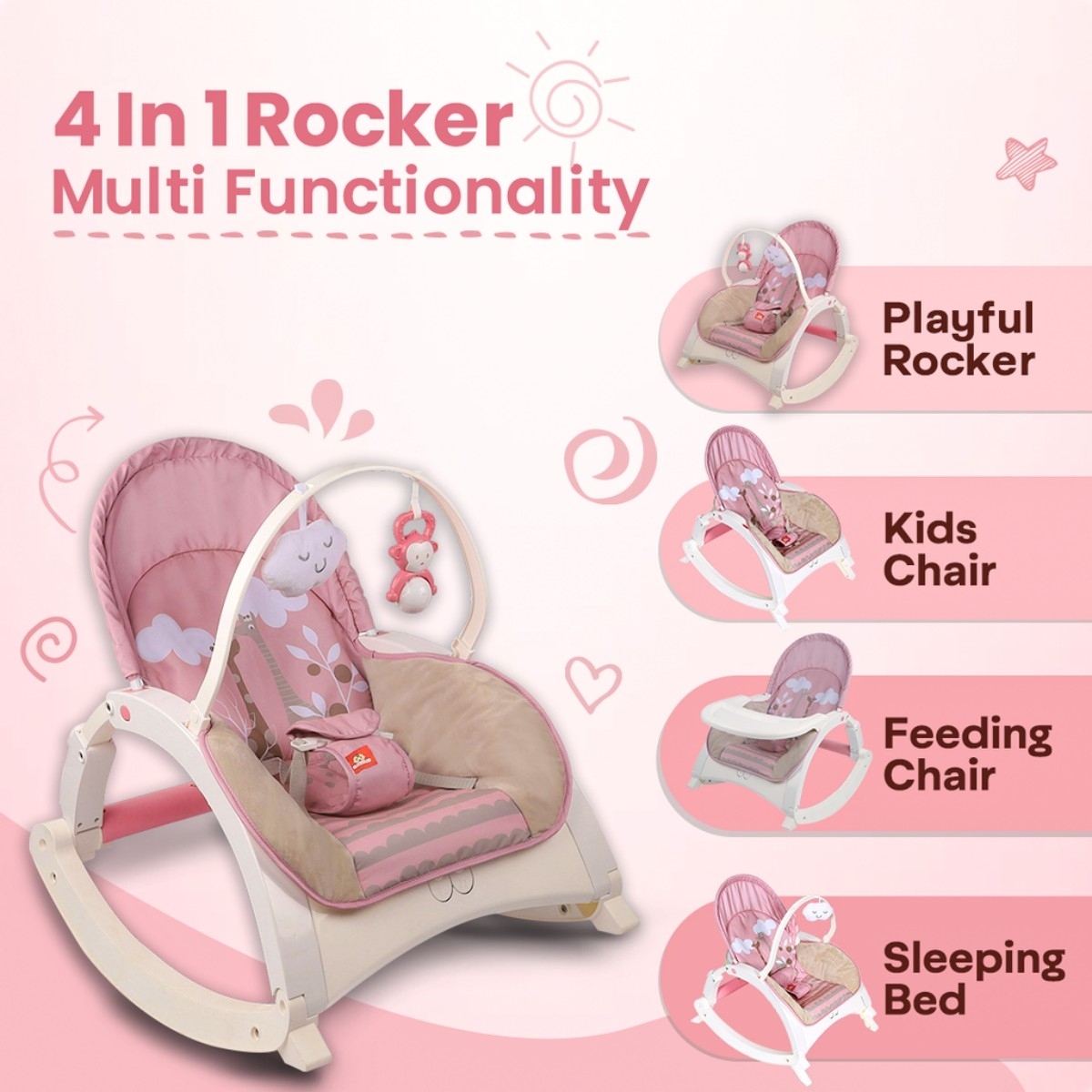 4-in-1 Multi-Functional Baby Rocker