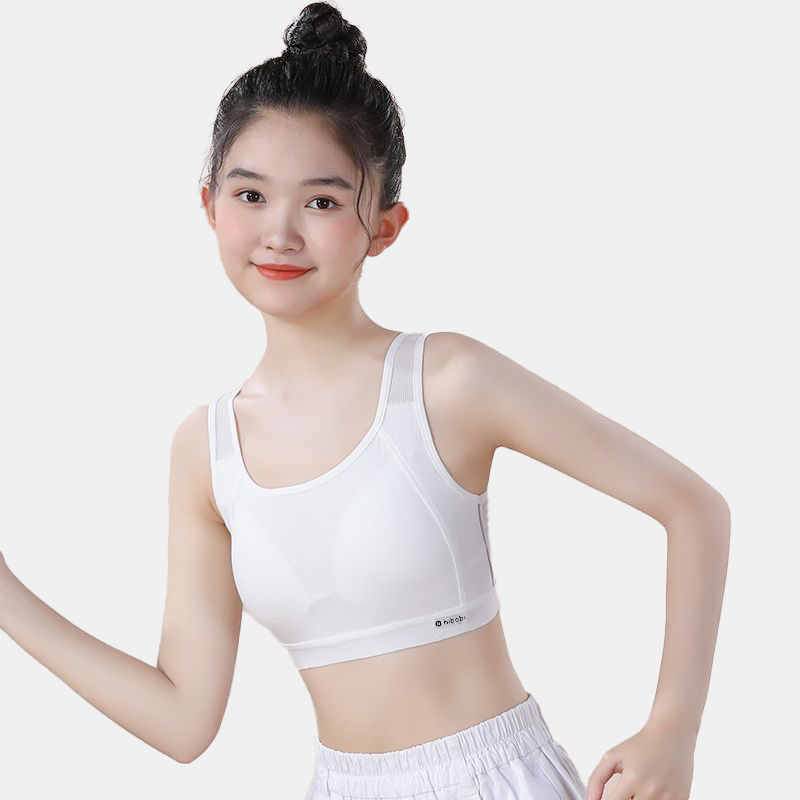 Soft Training Bras for Girls 7-12, Crop Cami First Bra with Adjustable Straps - No Pads, Chest Double Lined