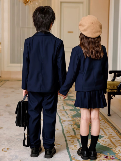 Hibobi Marvelous World Boys' Formal Slim Fit Suit Set, Adjustable Waist