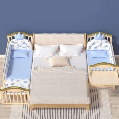 Multifunctional wooden baby crib
