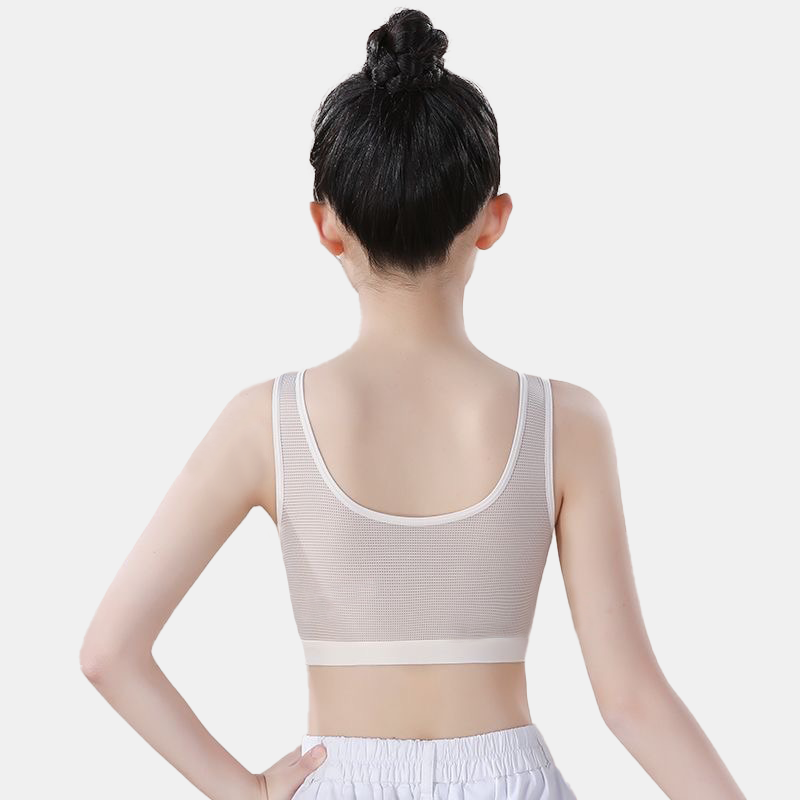 Soft Training Bras for Girls 7-12, Crop Cami First Bra with Adjustable Straps - No Pads, Chest Double Lined