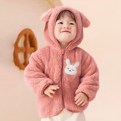 Toddlers' Boys and Girls Lightweight Water-Resistant Plush Hooded Coat for 1T 2T and 3T