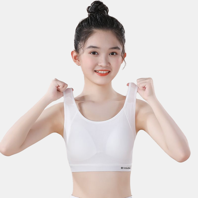 Soft Training Bras for Girls 7-12, Crop Cami First Bra with Adjustable Straps - No Pads, Chest Double Lined