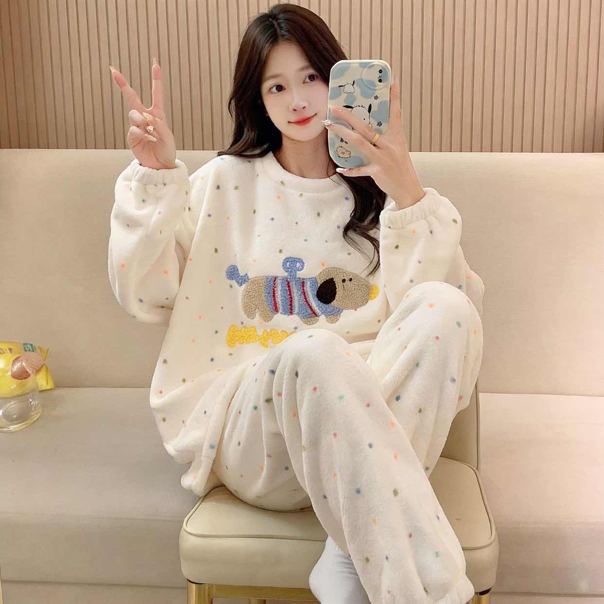 Hibobi Girls Pajamas Coat Cozy Long Sleeve Top Stretchy Girls' Sleepwear Size 6-10 Years colour white cloud