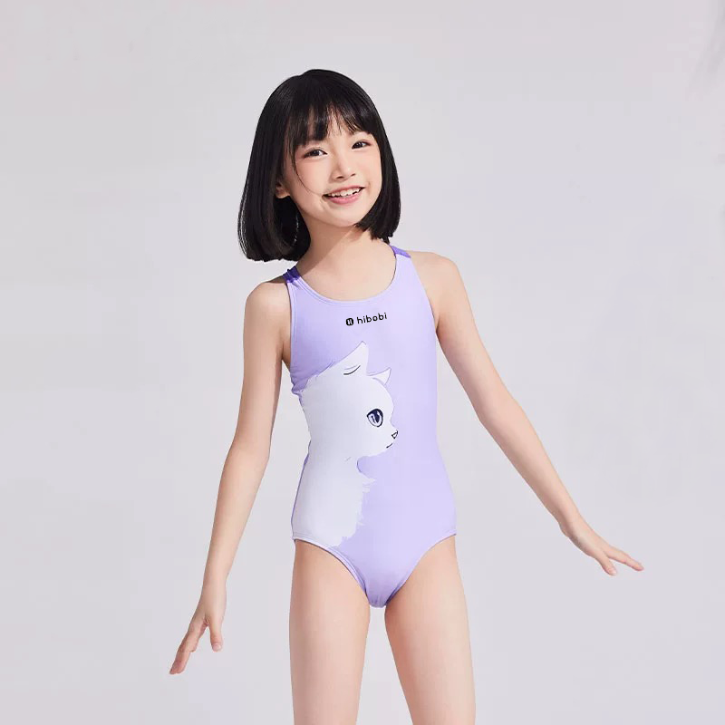 Hibobi Girl's Swimsuit One Piece Mesh Splice Thick Strap