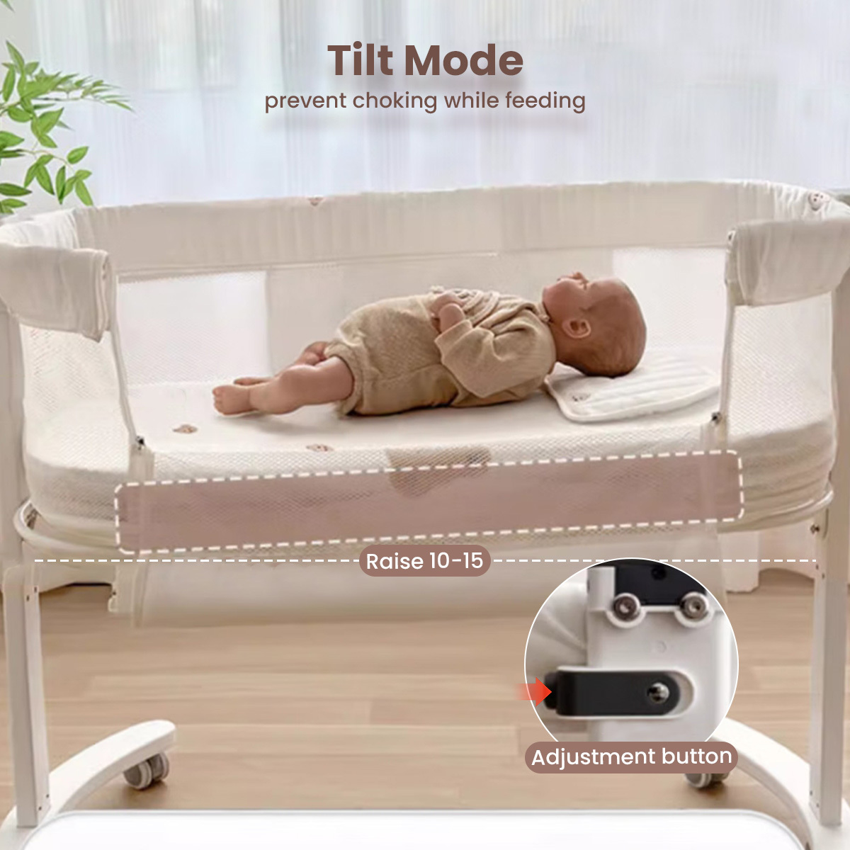 Movable baby crib with mosquito net