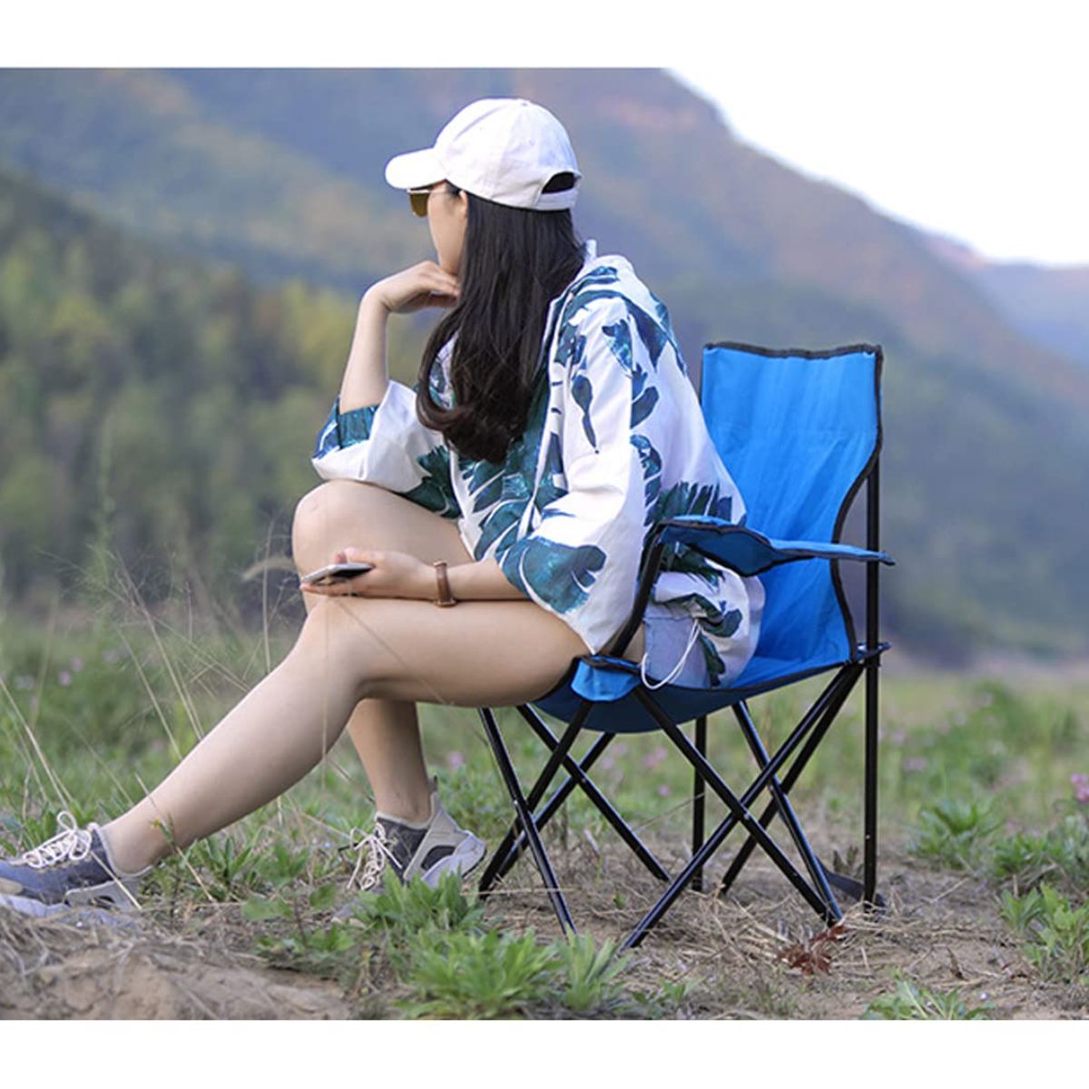 Outdoor folding chairs Camping backrest Portable tables and chairs Camping chairs Fishing folding chairs Armrests Beach chairs-Hibobi Premium