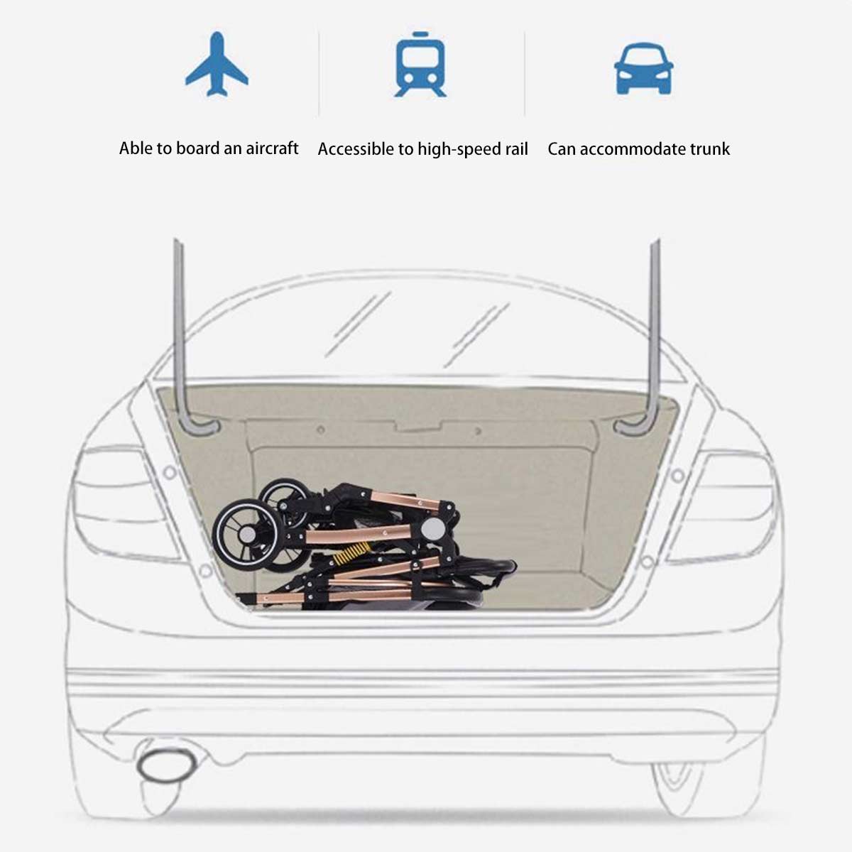 Baby stroller can sit and lie down, with two-way high landscape, portable shock absorption, one button folding-Hibobi Premium