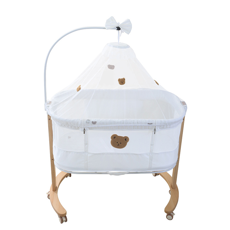 Movable baby crib with mosquito net