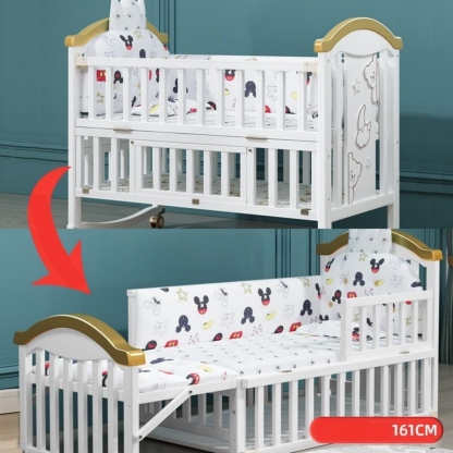 Multifunctional wooden baby crib