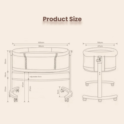 Movable baby crib with mosquito net