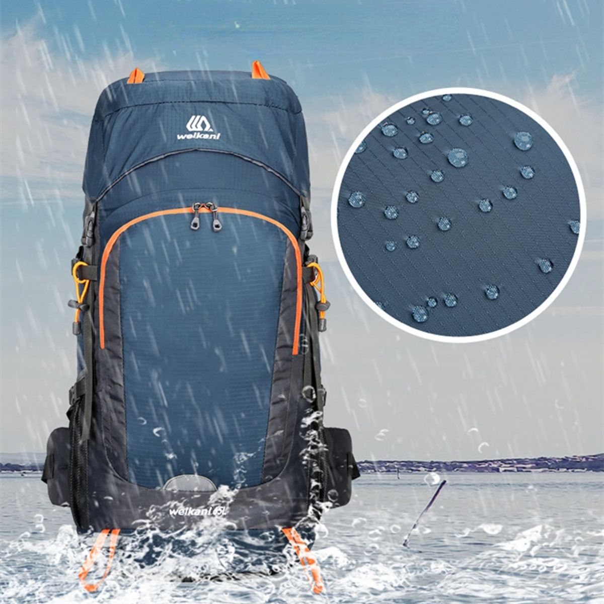 New mountaineering bag outdoor sports backpack nylon hiking camping backpack 55+10L with rain cover