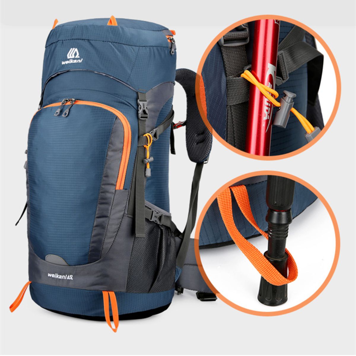 New mountaineering bag outdoor sports backpack nylon hiking camping backpack 55+10L with rain cover