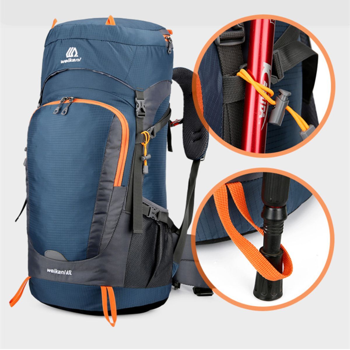 New mountaineering bag outdoor sports backpack nylon hiking camping backpack 55+10L with rain cover