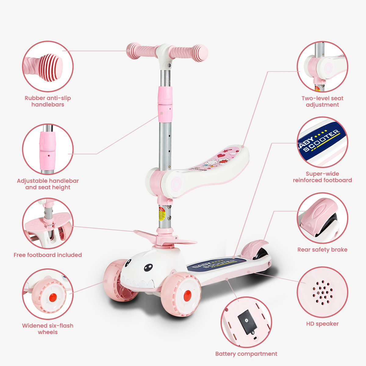 Scooter children 1-3-6-8 years old 2 men and women children three-in-one baby slippery can sit on a yo-yo car-Hibobi Premium