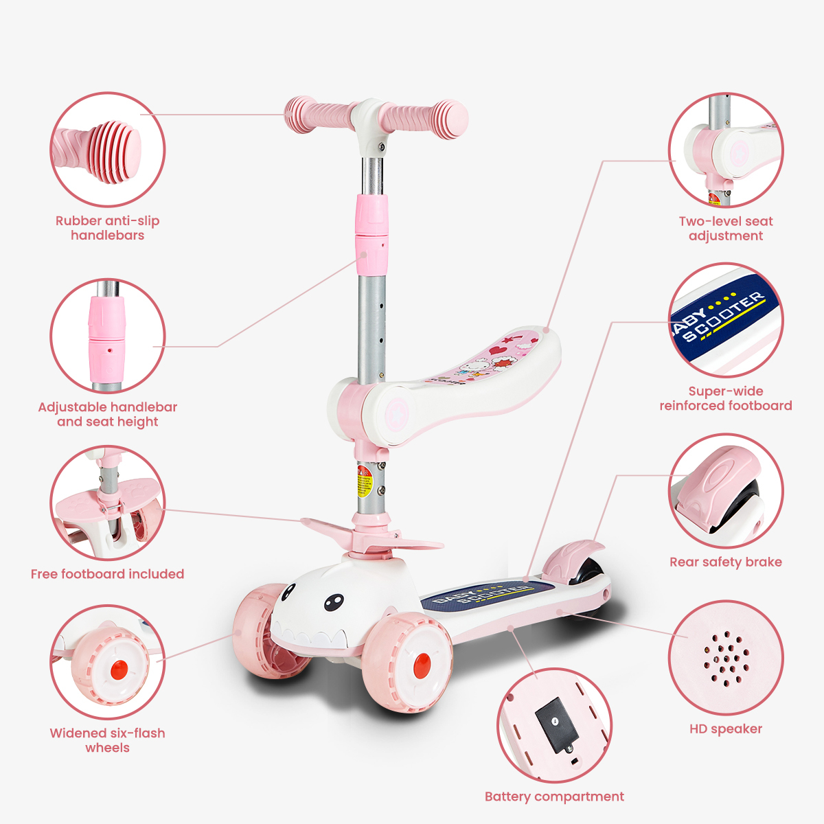 Scooter children 1-3-6-8 years old 2 men and women children three-in-one baby slippery can sit on a yo-yo car-Hibobi Premium