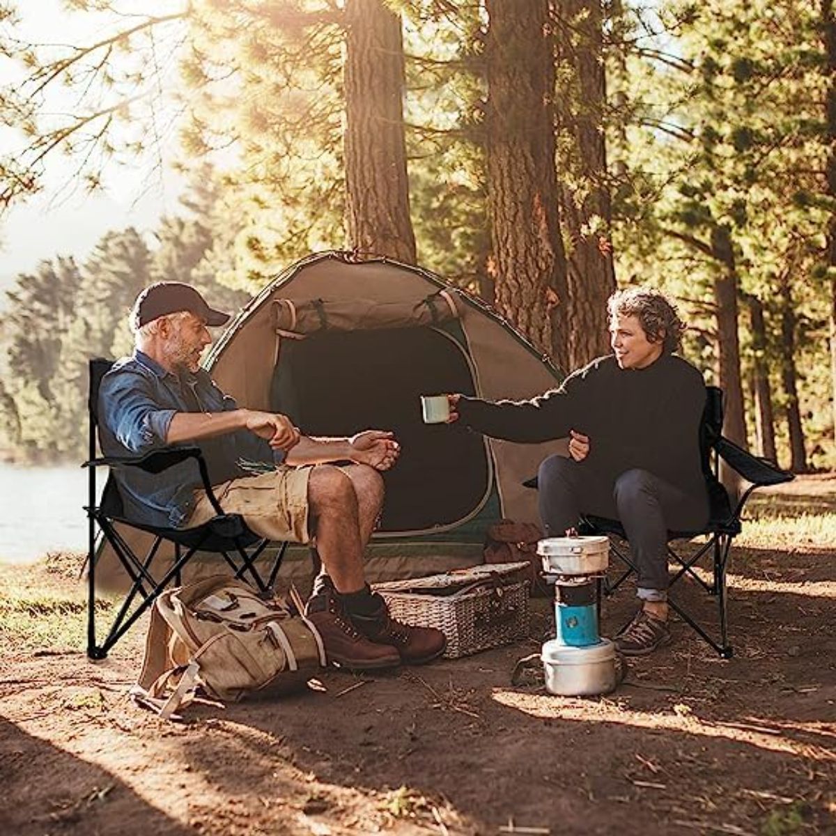 Outdoor folding chairs Camping backrest Portable tables and chairs Camping chairs Fishing folding chairs Armrests Beach chairs-Hibobi Premium