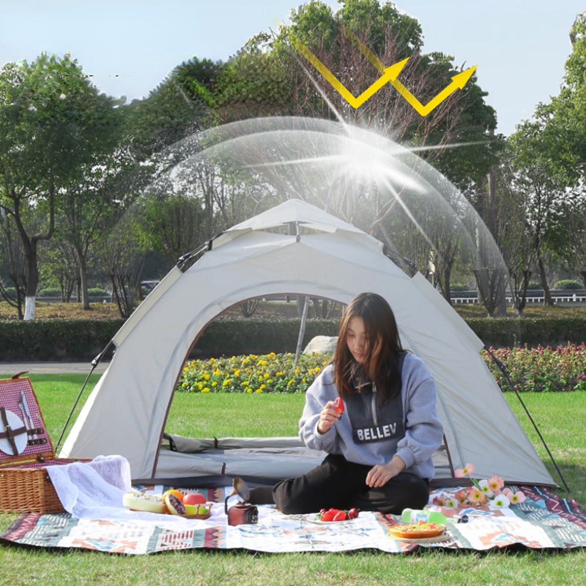 Outdoor picnic double door automatic tent