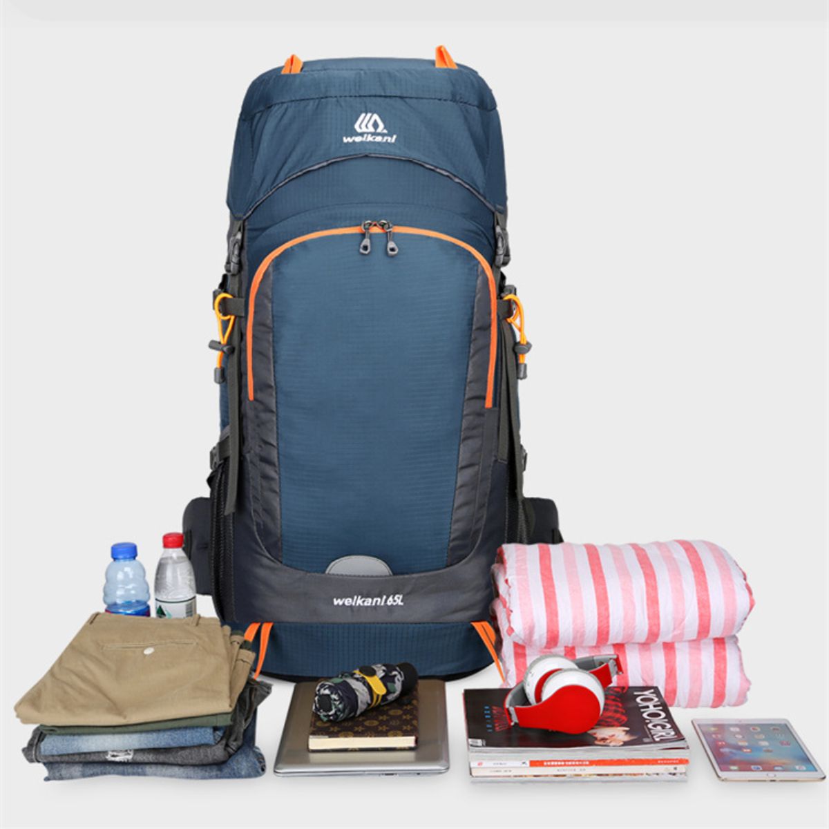 New mountaineering bag outdoor sports backpack nylon hiking camping backpack 55+10L with rain cover