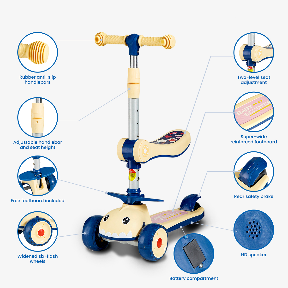 Scooter children 1-3-6-8 years old 2 men and women children three-in-one baby slippery can sit on a yo-yo car-Hibobi Premium