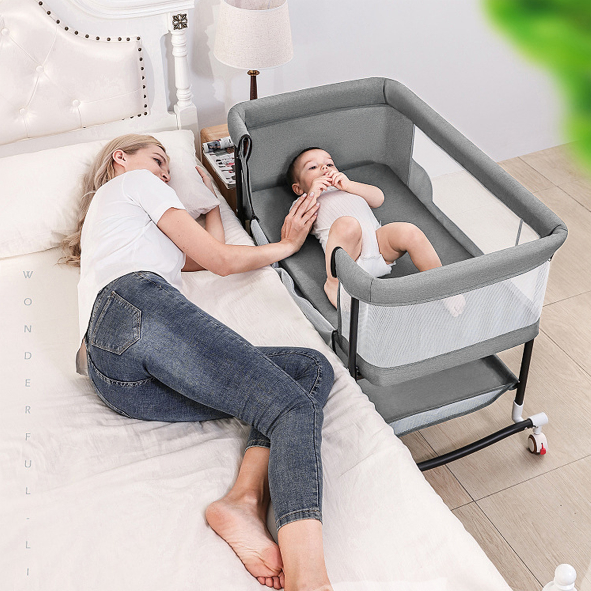 Crib newborn baby crib bed mobile portable children sleeping basket bed European-style folding crib versatile-Hibobi Premium